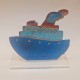 Handpainted ship on metallic base 18x18x6 cm.