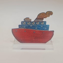 Handpainted ship on metallic base 13x13x4 cm.