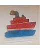 Handpainted ship on metallic base 18x16x6 cm.