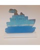 Handpainted ship on metallic base 18x16x6 cm.