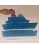 Handpainted ship on metallic base 32x26x6 cm.