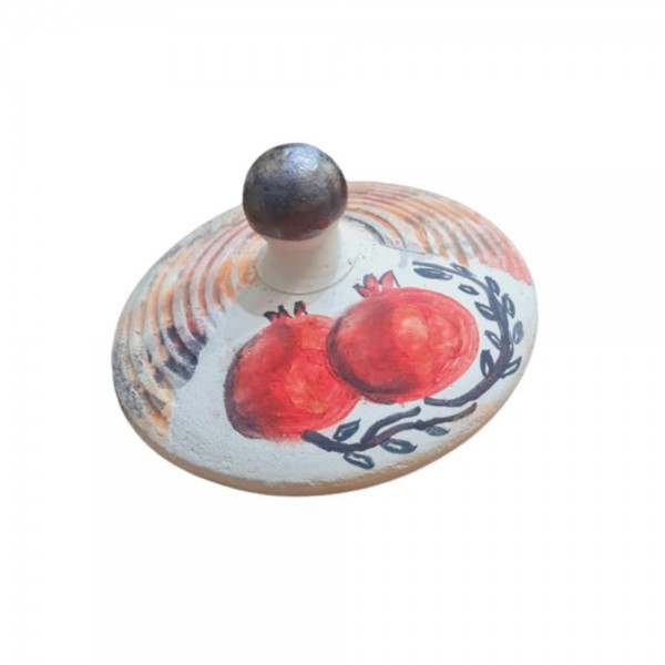 Spinning top with pomegranates handpainted ceramic 9x13 cm