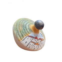 Spinning top with houses handpainted ceramic 13.5x12 cm