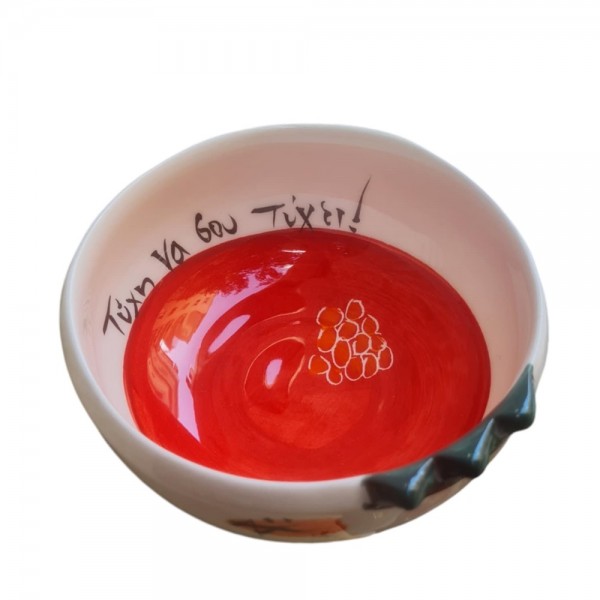 Bowl handmade handpainted pomegranate clay 12cm