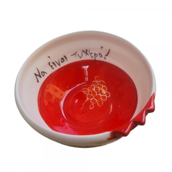 Bowl handmade handpainted pomegranate clay 12cm