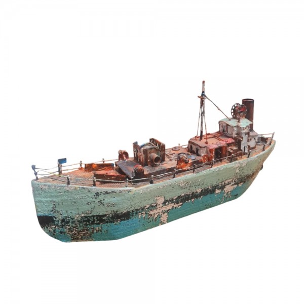 Ship bronze wood acrylic colours 23x36x7cm