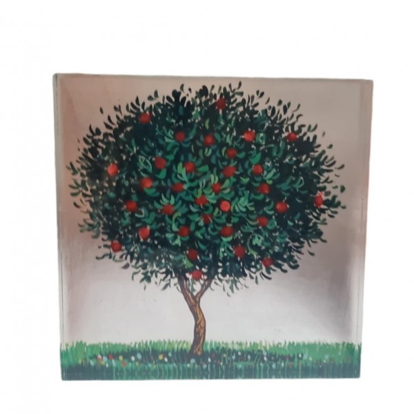 Pomegranate tree painting on plexiglass 20x20x2cm