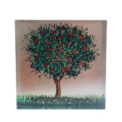 Pomegranate tree painting on plexiglass 12x12x2cm