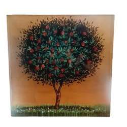 Pomegranate tree painting on plexiglass 20x20x2cm