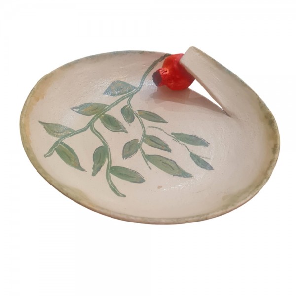 Platter with pomegranate & olive branchs handpainted ceramic 22 cm