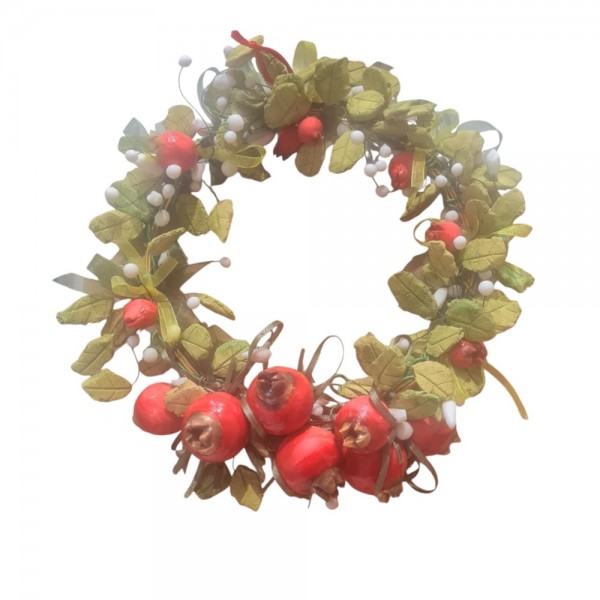 Pomegranate wreath clay stoneware 28cm.