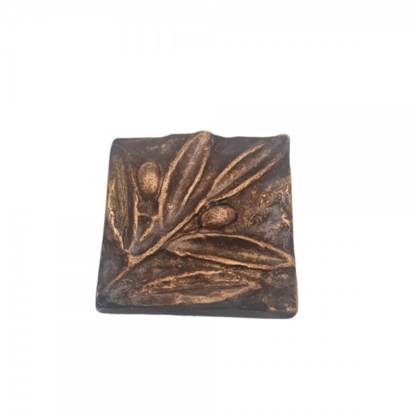 Press papier olive branch oxidized bronze 7x7 cm