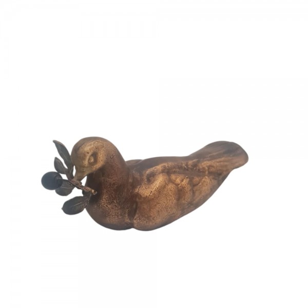 Dove with olive branch oxidized bronze 8x14 cm