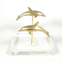 Dolphins bronze on acrylic base 8x8x7cm