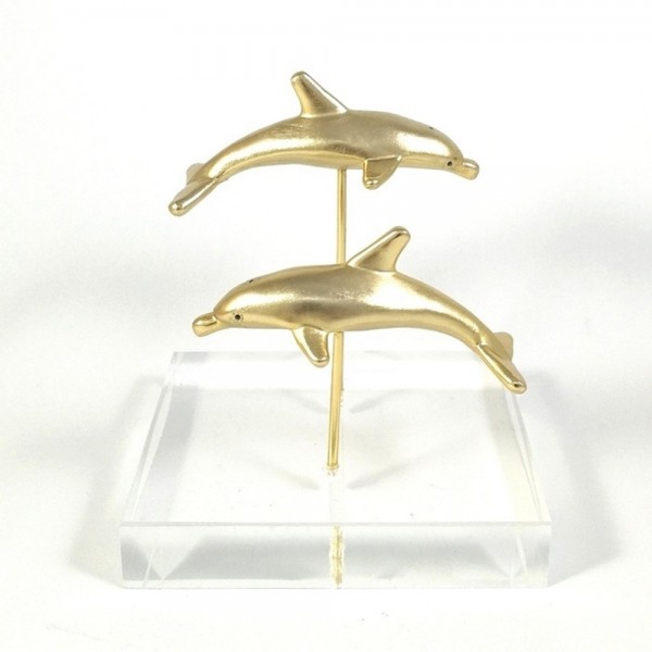 Dolphins bronze on acrylic base 8x8x7cm