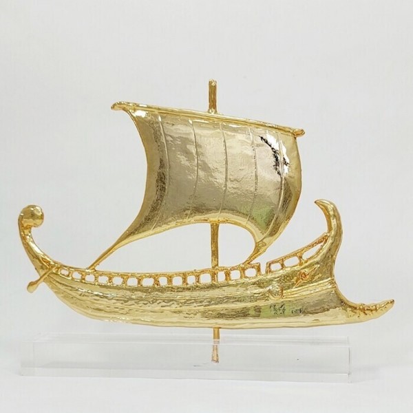 Trireme, Gold-plated 24K bronze on acrylic base 13x10.5x2.5cm