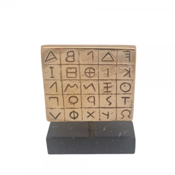 Greek Alphabetic Script gold-plated bronze on marble base 10x8x3cm