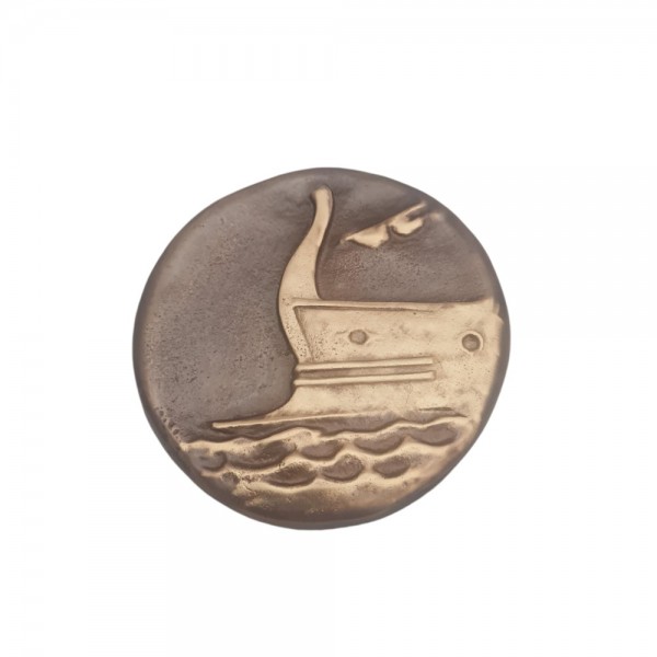 Trireme paperweight gold-plated bronze & patina 9cm