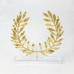 Olive wreath gold-plated 24K bronze on acrylic base 13x15x2.5cm