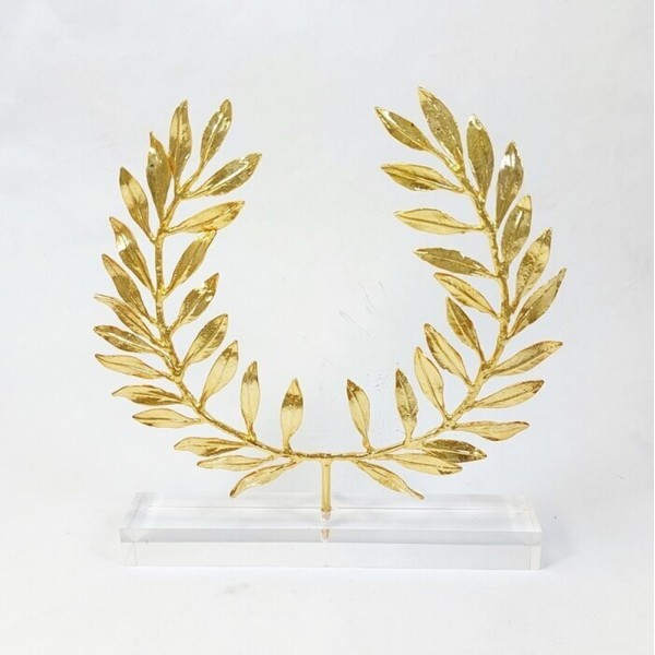 Olive wreath gold-plated 24K bronze on acrylic base 13x15x2.5cm
