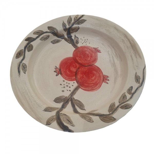 Platter with pomegranates handpainted ceramic 35 cm