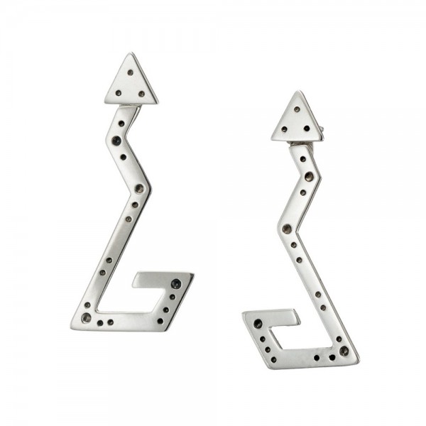 Earrings silver 925° “Snake”  1.4 x 3.8 cm