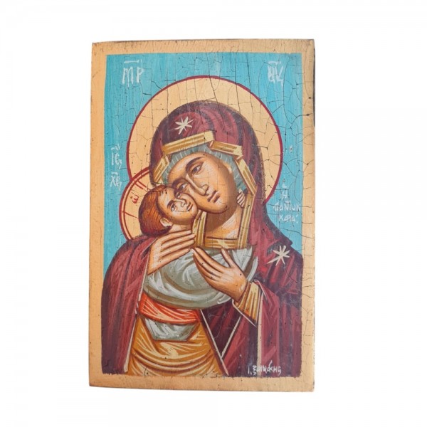 Icon Virgin Mary The Joy of All egg tempera on wood 22x14.5cm°