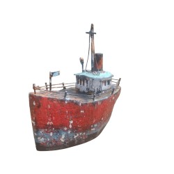 Ship bronze wood acrylic colours 13x14x7cm