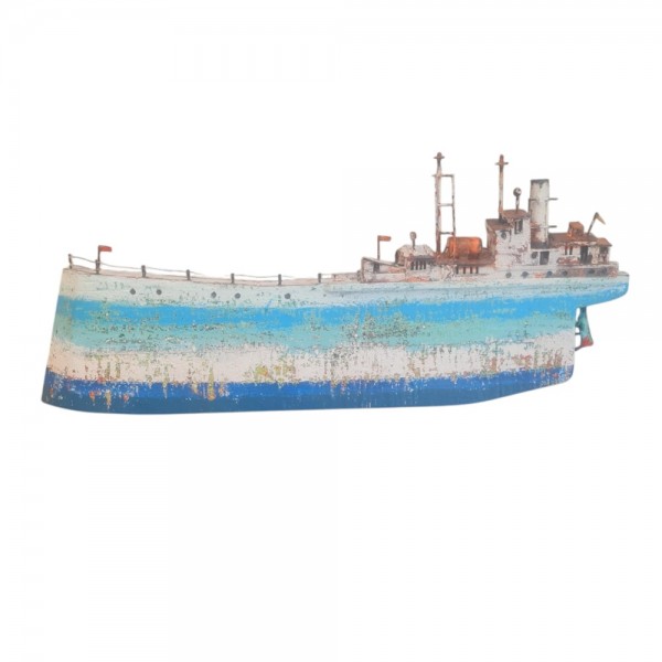 Ship bronze , wood acrylic colours 32x59x3.5cm