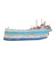 Ship bronze , wood acrylic colours 32x59x3.5cm