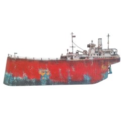 Ship bronze , wood acrylic colours 30x59x3.5cm