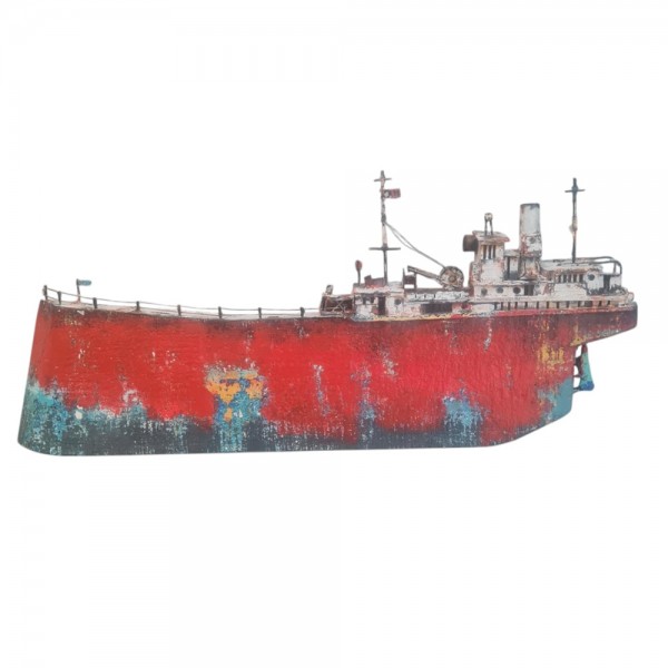 Ship bronze , wood acrylic colours 30x59x3.5cm