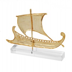 Trireme, Gold-plated 24K bronze on acrylic base 13x10.5x2.5cm