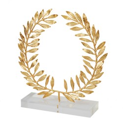 Olive wreath gold-plated 24K bronze on acrylic base 19x19x4.5cm