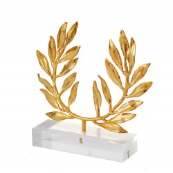 Olive wreath gold-plated 24K bronze on acrylic base 10x10x2.5cm