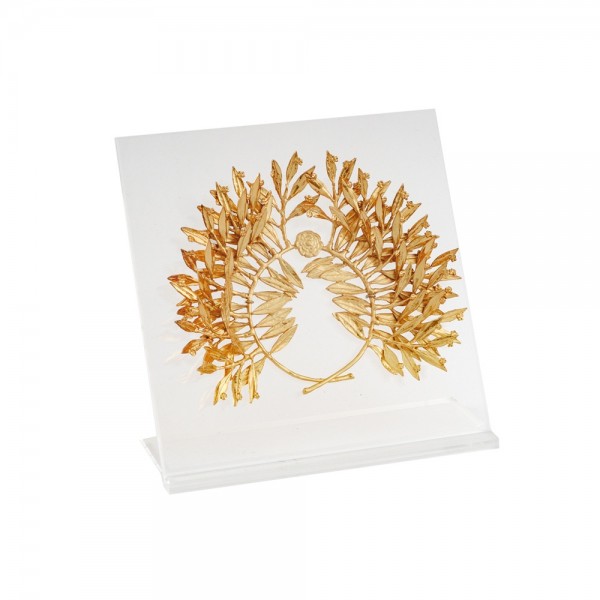 Myrtle wreath gold-plated 24K bronze on acrylic base 20x18x5cm