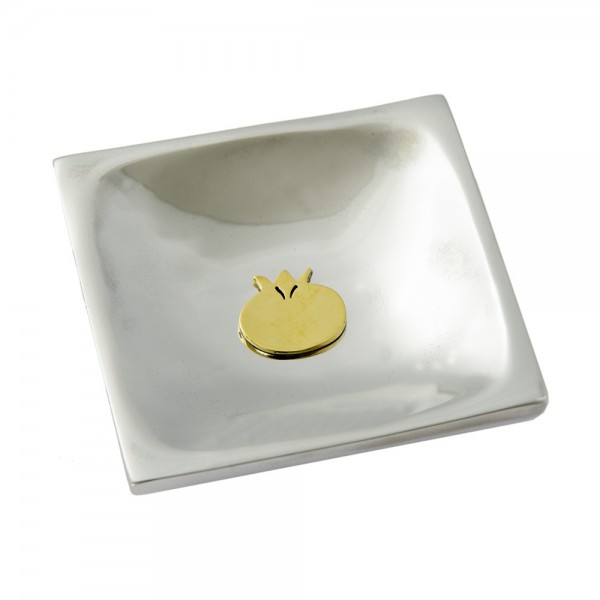 Platter with pomegranate aluminium & bronze 10.5x10.5x2.5cm