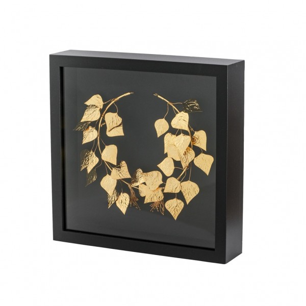 Ivy Wreath Gold-plated 24K bronze in a wooden frame with glass 27x27x6cm