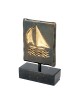 Sailboat ship bronze & patina on marble base 10.5x7x3cm