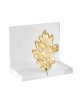 Cardholder oak leaf goldplated 24K brass on acrylic base 7x8x4.5cm