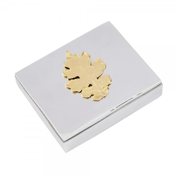 Open box oak leaf  aluminium goldplated 24K brass 10x8x2.5cm