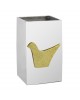 Pencil holder pigeon aluminium goldplated 24K brass 10.5x6.5x6.5cm