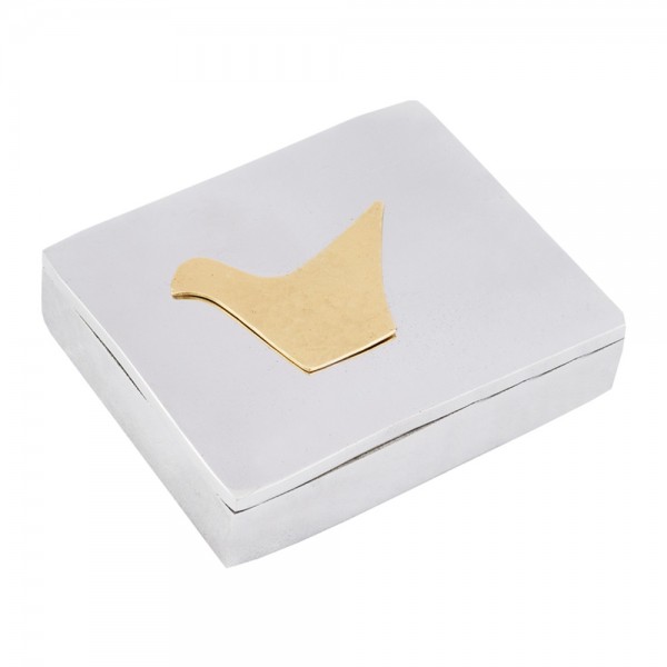 Open box pigeon aluminium goldplated 24K brass 10x8x2.5cm