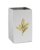 Pencil holder olive branch aluminium goldplated 24K brass 10.5x6.5x6.5cm