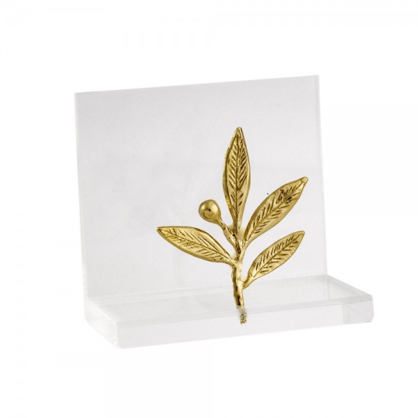 Cardholder olive branch on acrylic base 7.5x8x4.5cm