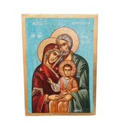 Icon Holy Family egg-tempera on wood 25.5x18x3cm