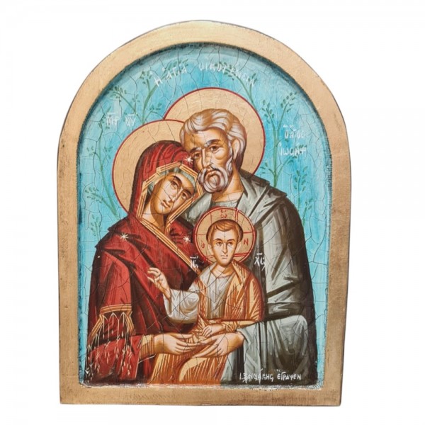 Icon Holy Family egg-tempera on wood 35x26x3cm