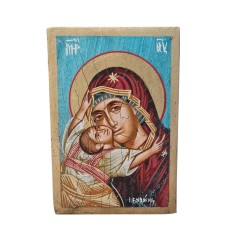 Icon Jesus Christ & Virgin Mary egg tempera on wood 17x11.5cm