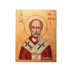 Icon Saint Nicolaos egg tempera on wood 14x11x1.5cm
