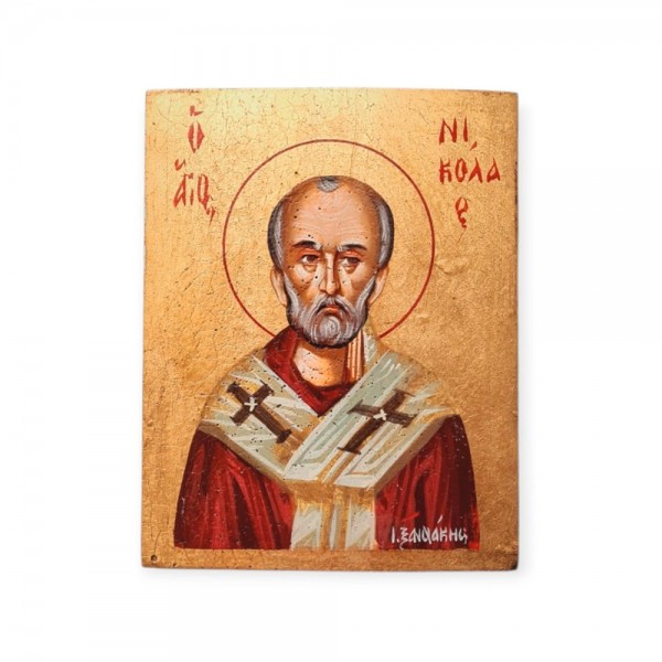 Icon Saint Nicolaos egg tempera on wood 14x11x1.5cm